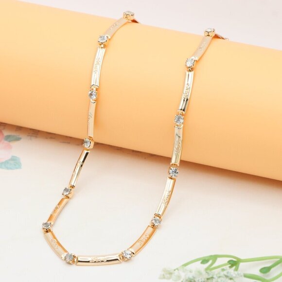 Elegant Rose Gold Necklace with Sparkling Stones, XPNL0339 - Picture 9 of 12